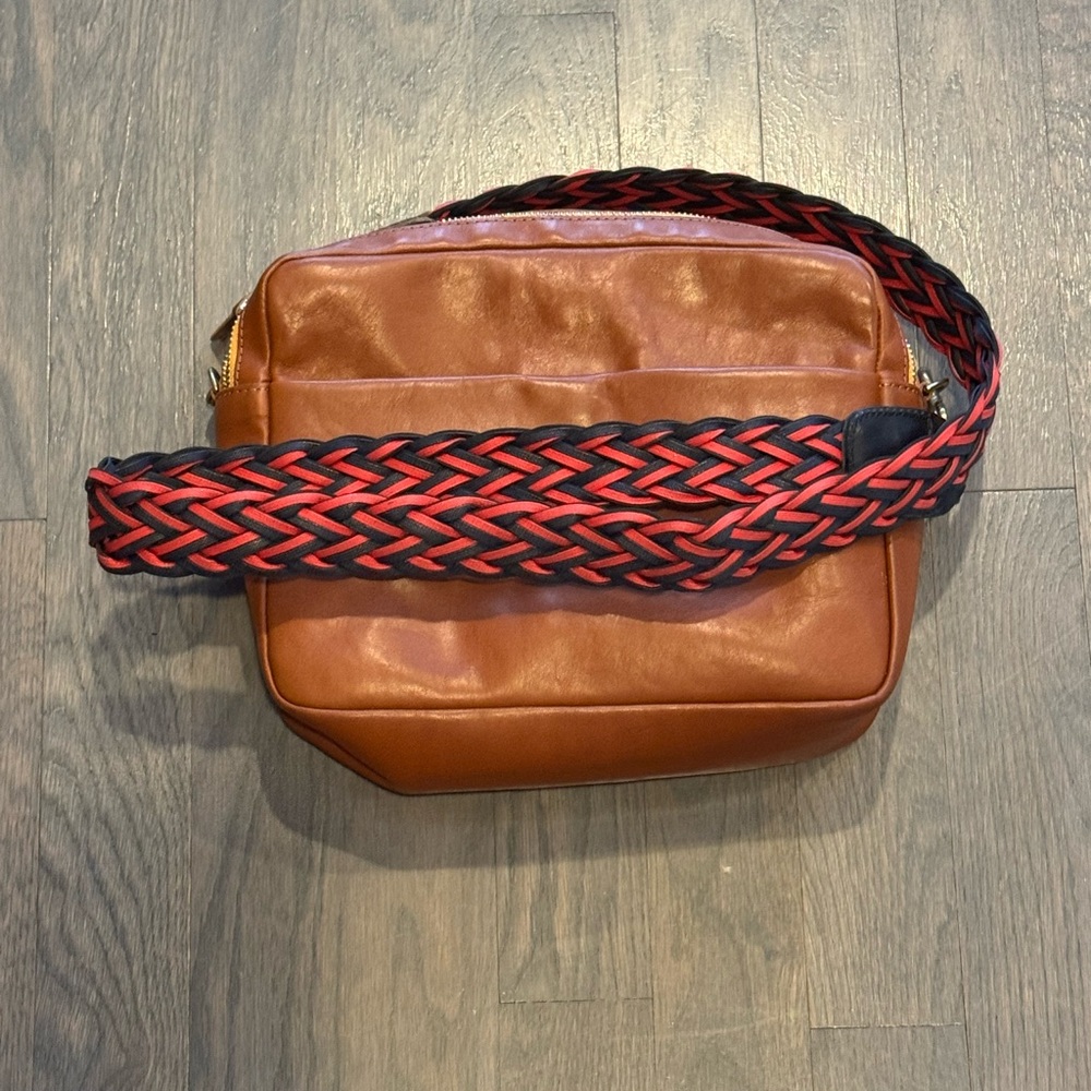 Clare V. “Mirabel”Tan Leather Crossbody Bag w/braided strap - Picture 3 of 6